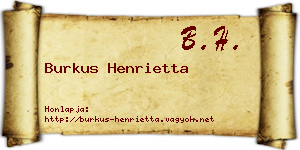 Burkus Henrietta névjegykártya